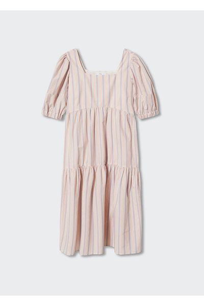 MANGO Woman Rochie din bumbac cu dungi