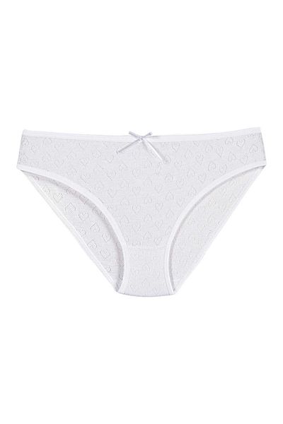 YILDIZ Chiloți de bikini din bumbac cu nervuri, 6 bucăți, alb