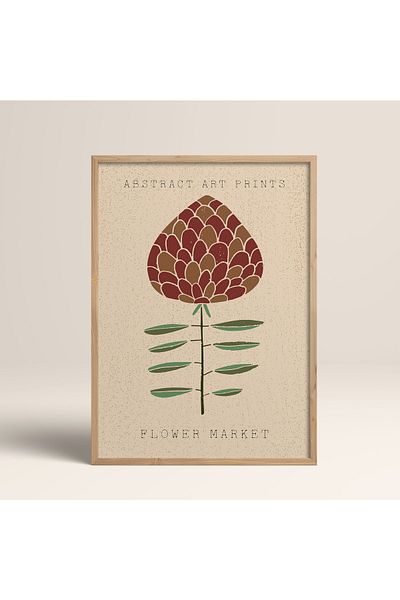 HOMEPACK Дървена рамка за абстрактни цветни шарки с цветя и модерно изкуство