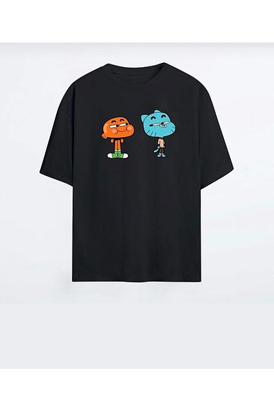 Josette Μπλουζάκι Unisex Black Gumball And Darvin Printed Crew Neck Oversize