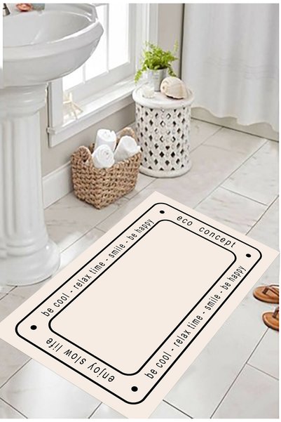 Eco Concept Non-Slip Base, Sink Front Mat, Bathroom Mat, Shower Cabin Front Mat, Cream Mat,
