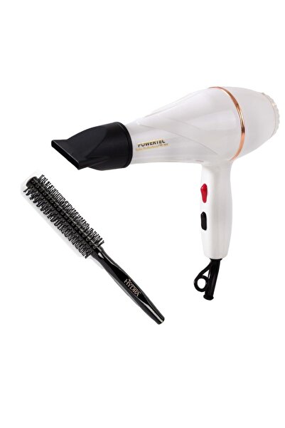 POWERTEC Tr-501 Profesyonel Fön Makinesi Beyaz + Hydra Berber Fön Fırçası