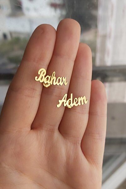 ÖZGÜR TAKI 925 Ayar Gümüş 24 Ayar Altın Kaplama Isimli Küpe