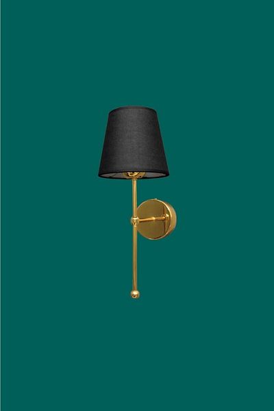 BSA LIGHTING Pars Single Gold Sconce (Black Lampshade)