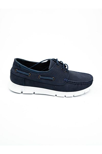 Nobel 1075 Lace-up Navy Blue Nubuck Leather Men's Casual Shoes