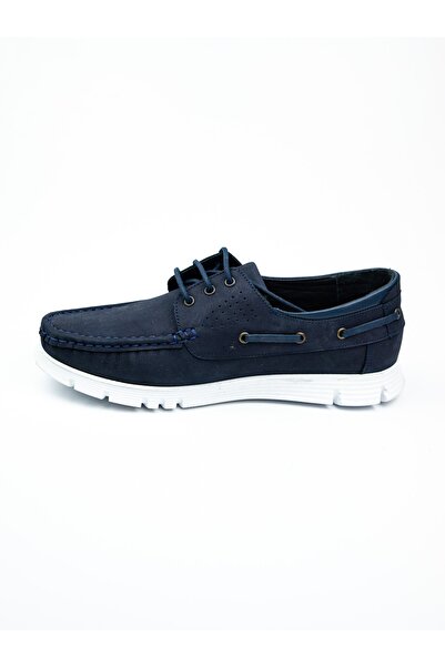 Nobel 1075 Lace-up Navy Blue Nubuck Leather Men's Casual Shoes