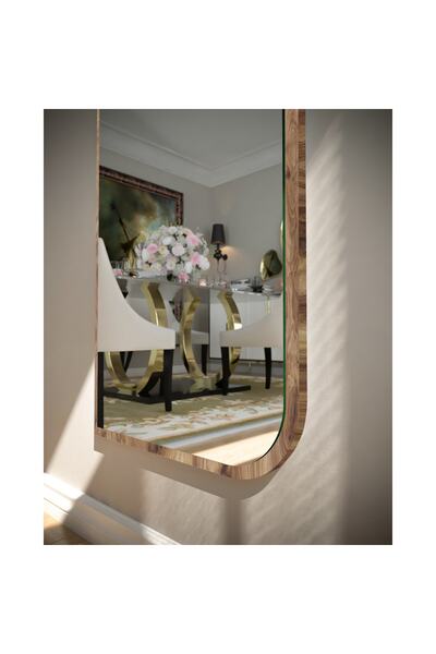 nysamo Tarz Design Kemence Ceviz Dekoratif Boy Aynası 50x150
