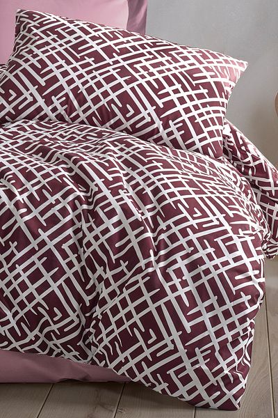 Evlen Home Collection Luan Cotton Duvet Cover Set Double (4 Pieces) Cream Burgundy Duvet Cover Set