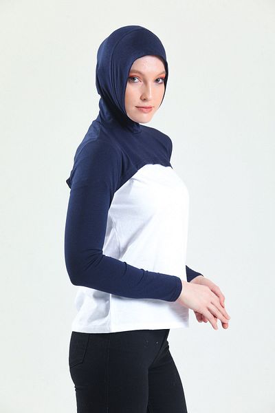 mirach Boneli Neck Collar Sleeve - Navy Blue Hooded Neck Collar