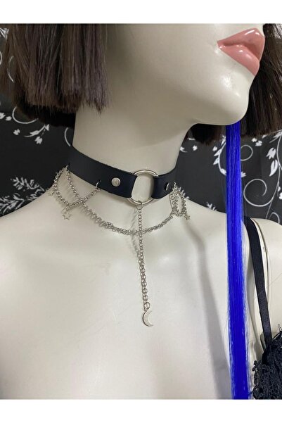oldskoolbutik Halka Ve Zincirli Ay Ve Yıldız Detaylı Tasma