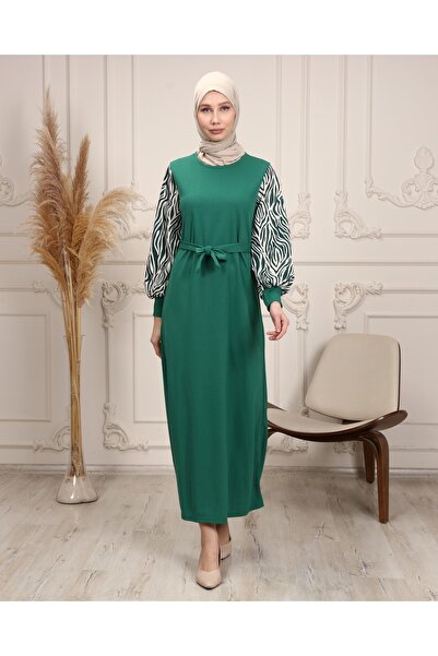 YILMAZBARMAZ فستان حجاب طويل منقوش بنقشة الحمار الوحشي