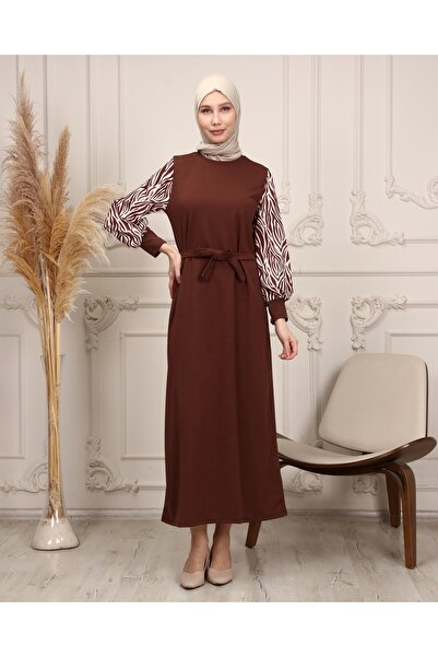 YILMAZBARMAZ Rochie Hijab lungă cu model zebră