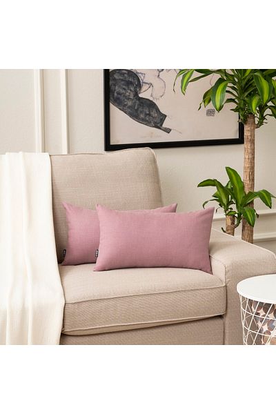 TOSHE Powder Pink Single Linen Woven Throw Pillow Cover, Decorative Throw Pillow