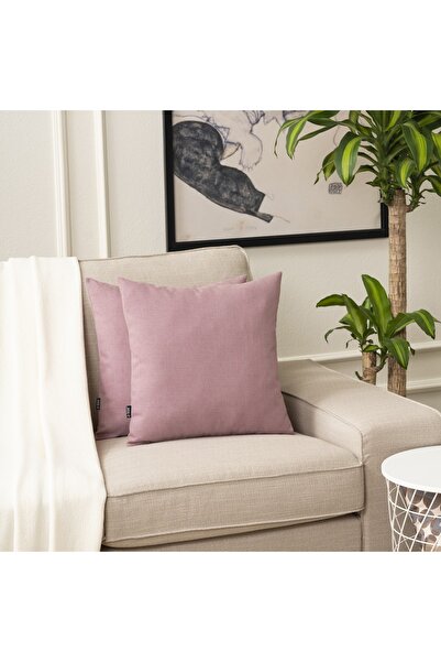 TOSHE Powder Pink Single Linen Woven Throw Pillow Cover, Decorative Throw Pillow