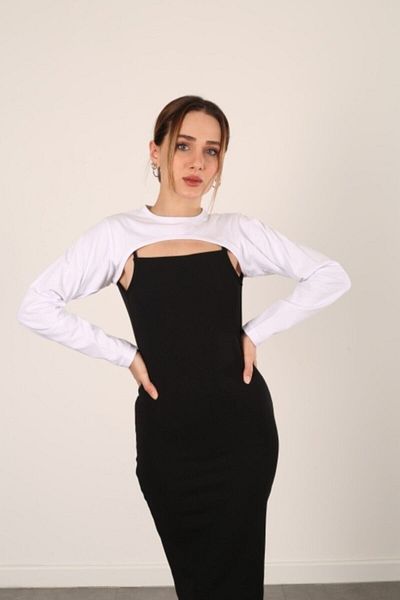 mirach Body cu mânecă lungă, cu mânecă lungă, cu mânecă lungă, cu guler alb, cu mâneci hidrofuge.