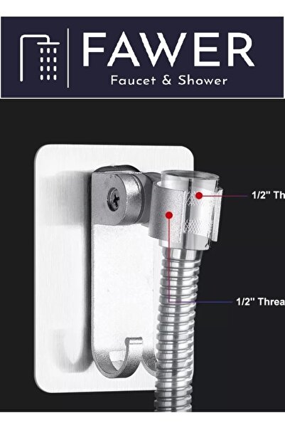 FAWER Faucet & Shower Fawer Gri Kendinden Yapışkanlı 15 Kg Taşıyabilen Duş Ba...