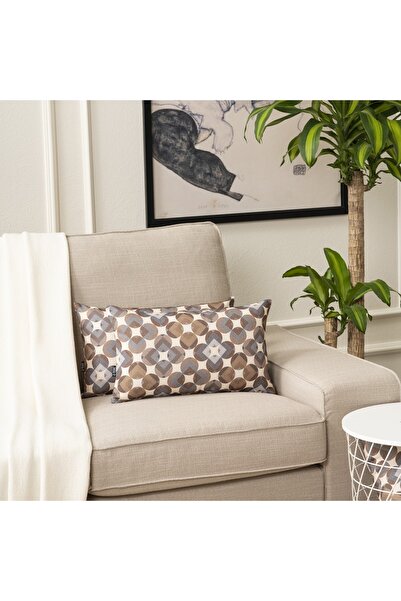 TOSHE Brown-mink-oil Blue Mix Single Linen Woven Throw Pillow Cover, Decorative Throw Pillow