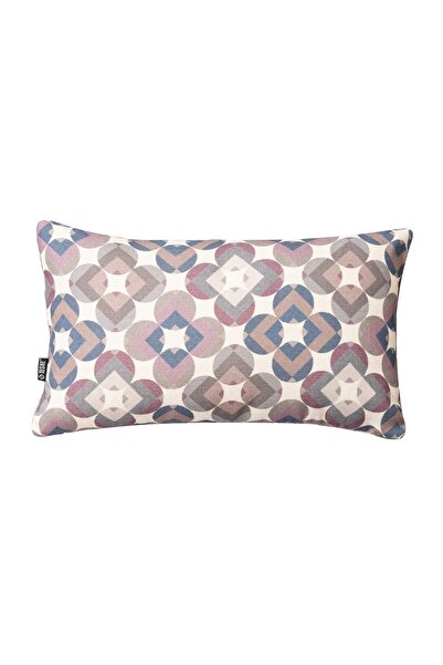 TOSHE Cream-powder Pink-navy blue Mix Single Linen Woven Throw Pillow Cover, Decorative Throw Pillow