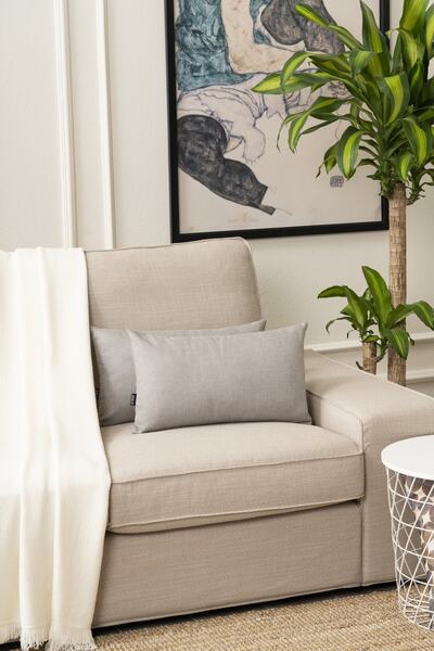 TOSHE Gray Single Linen Woven Throw Pillow Cover, Decorative Throw Pillow