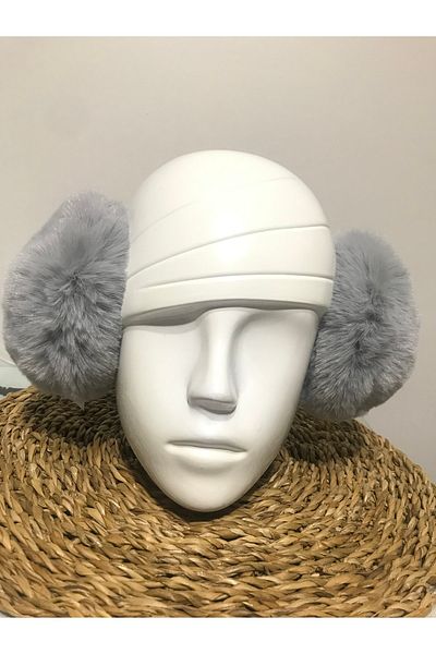 BTL STORE Women's Ear Warmer Furry Headphone Neck Type-grey