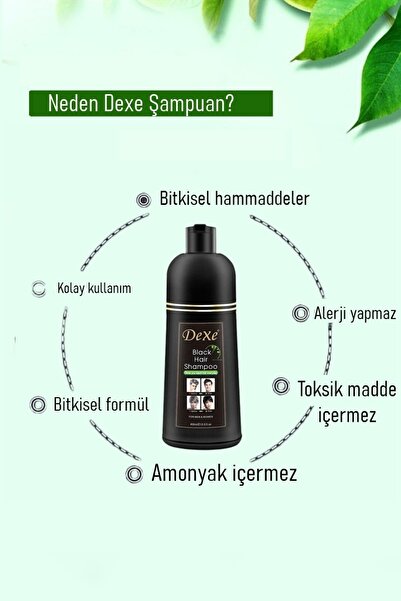 Dexe Black Hair Shampoo - Hair Blackening Shampoo 400 ml Large Size