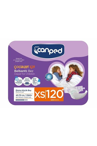 Canped Waistbanded Diapers Extra Small (xs) 120 Pieces (4 Packs of 30)