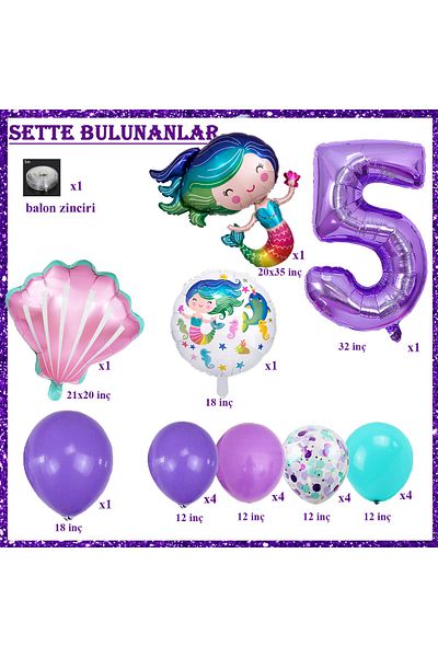 Patladı Gitti 5 Year Old Mermaid Themed Birthday Party Celebration Set Concept 2