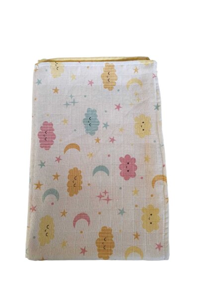 Aysalife home tekstil بطانية أطفال موسلين قطن عضوي 100% مقاس 80 × 90 نمط سحابة