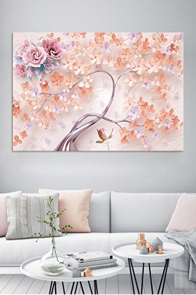 Morfil Sanat Atölyesi Ružičasto cveće 3D velika slika na platnu (7 različitih...