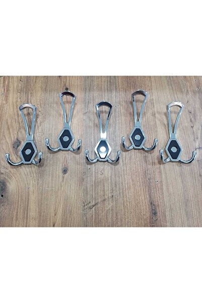 Sima (5 ADET) Mali Portmanto (BÜYÜK) Askılık (KROM SİYAH) Vestiyer Havlu Kapı...