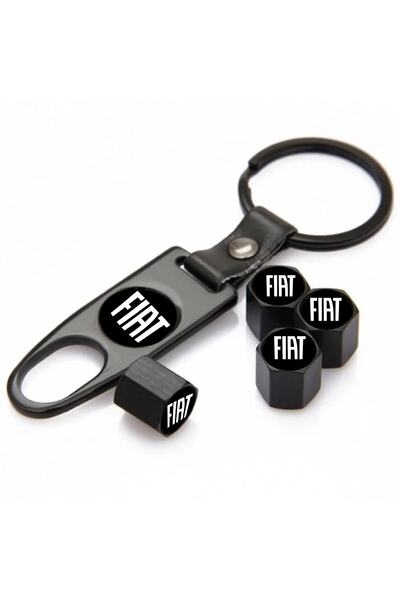 GARDENAUTO New Fiat Stainless Steel Valve Cap and Keychain Set