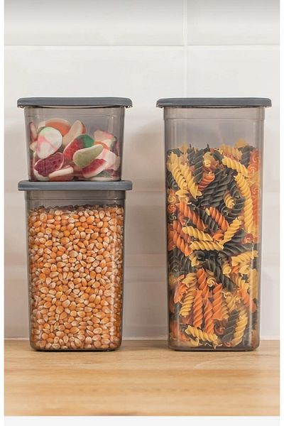 AHİR TİCARET Pulses-Spill Storage Container Set (1 Piece 1900ml, 1 Piece 1300ml, 1 Piece 650ml) 3 Pieces