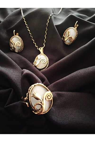 kapris concept Cat's Eye Copper, Antiallergic Necklace Earring Ring Jewelry Set