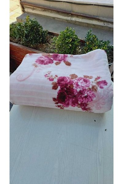 Padişah Dried Rose Floral Double Mink Blanket