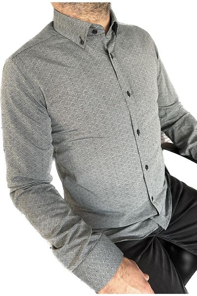 BENESSE Dobby Long Sleeve Men's Slim Fit Shirt