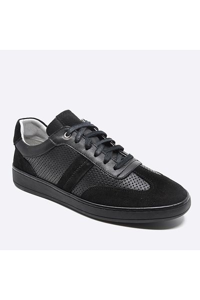 Fosco Genuine Leather Sneaker Men's Shoes Black 9870