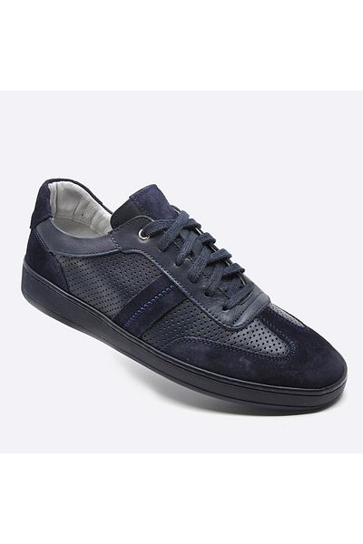Fosco Genuine Leather Sneaker Men's Shoes Navy Blue 9870