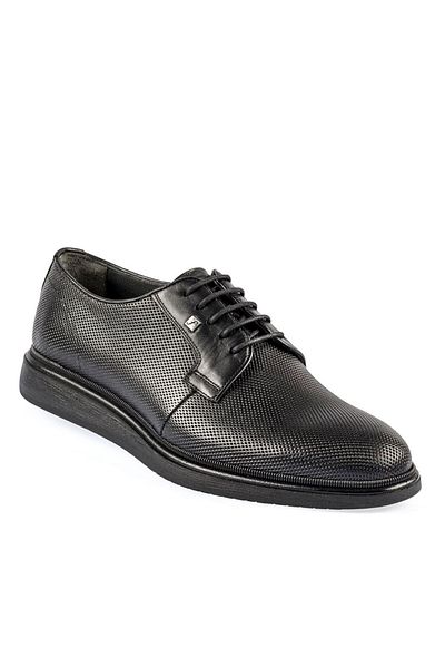Fosco Lace-up Black Genuine Leather Men's Casual Shoes 9125 660