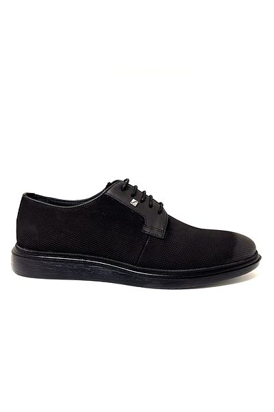 Fosco Black Nubuck Leather Lace-Up Men's Shoes 9125 983 46
