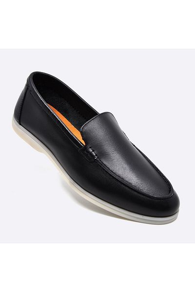 Fosco Genuine Leather Summer Loafer Men's Shoes Black 9874 100