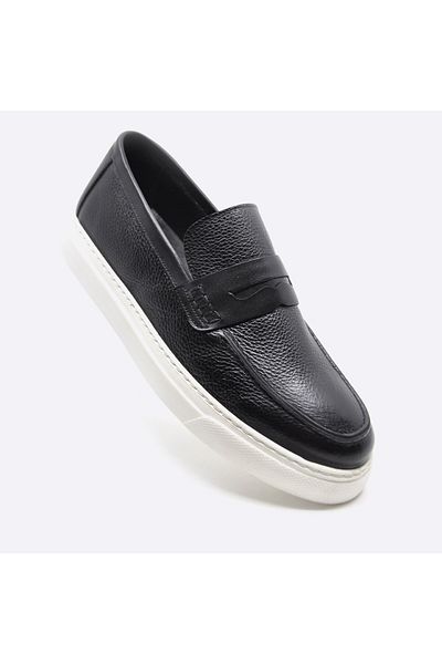 Fosco Genuine Leather Men's Black Casual Shoes 9808 100