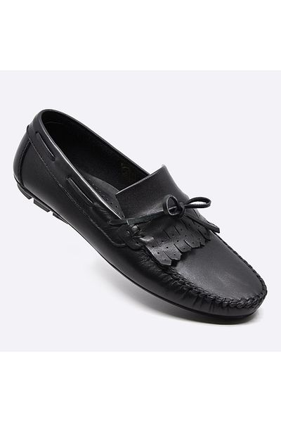 Fosco Genuine Leather Black Loafer Casual Men's Shoes 9860 100