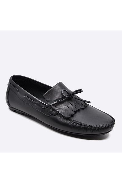 Fosco Genuine Leather Black Loafer Casual Men's Shoes 9860 100