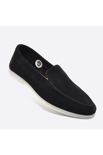 Fosco Suede Leather Summer Loafer Men's Shoes Black 9874 110