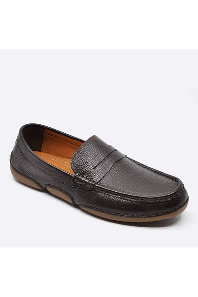 Fosco Genuine Leather Loafer Casual Men's Shoes Brown 9844 104