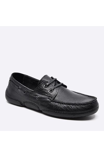 Fosco Genuine Leather Lace-Up Casual Men's Shoes Black 9843 100