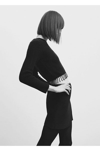 MANGO Woman Beaded Ribbed Sweater