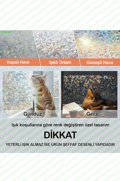 Örtücüm Renk Değiştiren Statik Yapışkansız Buzlu Cam Folyosu Desenli Film 45 Cm X 2 Metre Ev Ofis Pencere