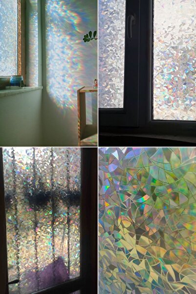 Örtücüm Renk Değiştiren Statik Yapışkansız Buzlu Cam Folyosu Desenli Film 45 Cm X 7 Metre Ev Ofis Duşakabin