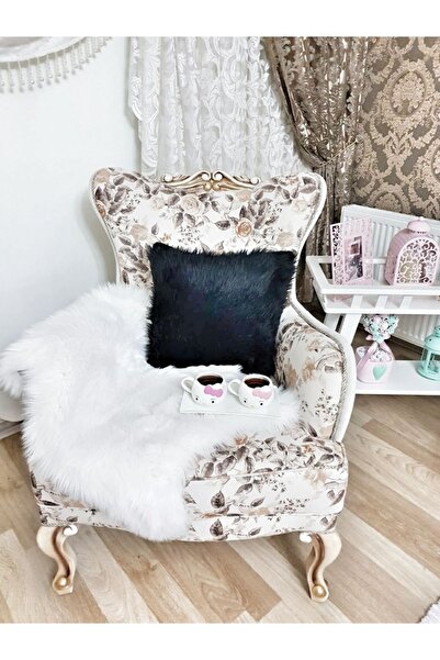 TROYA Yerli Akrilik Peluş Yastık Kırlent Kılıfı Siyah Pillow